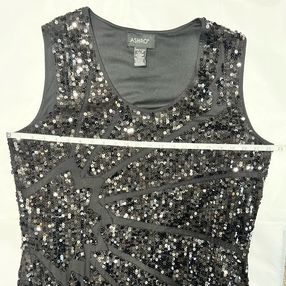 Ashro Black Salena Formal Dinner Cocktail Party Club Beaded Sequin Dress Gown 1X - Picture 7 of 11